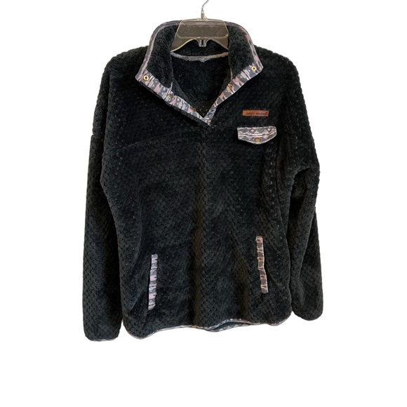 Simply Southern Quarter Snap Fleece Dark Blue Grey with Aztec Print Size L - Picture 1 of 9
